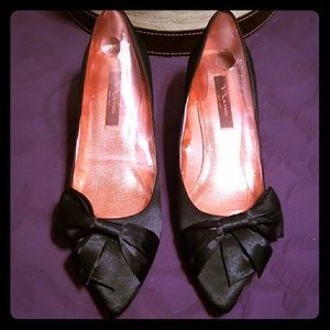 Black Satin Pumps by Nina